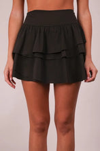 VERY J Riffled Tiered Layers Activewear Skirt with Shorts Black