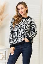 Heimish Full Size Zebra Print Sweater Black White Sweater Pullovers