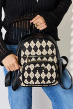 David Jones Argyle Pattern PU Leather Backpack Black One Size Backpacks