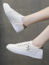 Quilted Platform Sneakers with Metallic Gold Accents Woman Sneakers