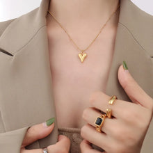Titanium Steel Heart Pendant Necklace Gold One Size