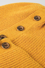 Button Detail Rib-Knit Cuff Beanie Hats