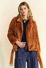 Davi & Dani Fuzzy Zip Up Collared Neck Jacket Woman Outerwear