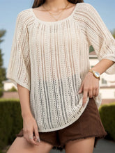 Openwork Round Neck Cover-Up Tan