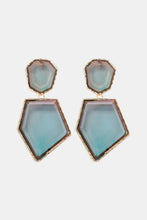Geometrical Shape Zinc Alloy Frame Resin Dangle Earrings Dark Gray One Size