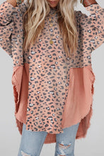 Textured Leopard Dropped Shoulder Blouse Blush Pink