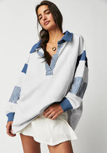 Color Block Johnny Collar Long Sleeve Sweatshirt Woman Sweatshirts