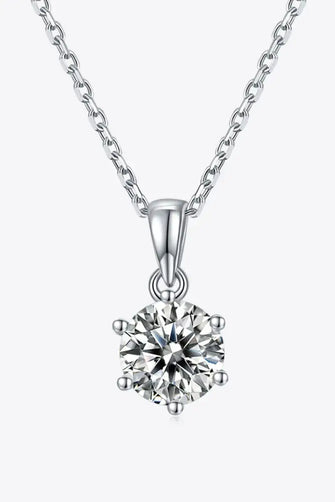 1 Carat Moissanite 925 Sterling Silver Necklace Silver One Size Necklaces