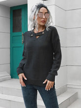 Dropped Shoulder Button Detail Sweater Sweater Pullovers