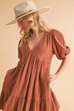 Aemi+Co Tied Back Ruffled Short Sleeve Mini Dress Casual Dresses