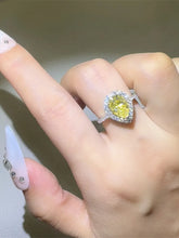 2 Carat Moissanite 925 Sterling Silver Teardrop Shape Ring Yellow Rings