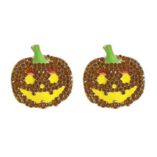 Demon Pumpkin Rhinestone Alloy Earrings Yellow One Size