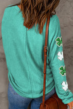 Lucky Clover Sequin Round Neck Sweatshirt Woman Sweatshirts