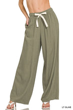 Zenana Linen Drawstring Pants LT OLIVE