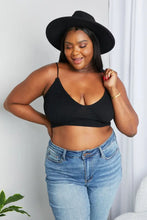 Zenana Full Size Textured Spaghetti Strap Bralette in Black Bras