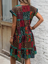 Color Block Print Short Sleeve Mini Dress Casual Dresses