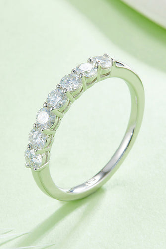 Moissanite Platinum-Plated Half-Eternity Ring Silver