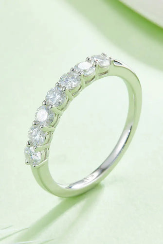 Moissanite Platinum-Plated Half-Eternity Ring Silver Rings