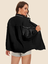 Raw Hem Fringe Detail Denim Jacket Woman Outerwear