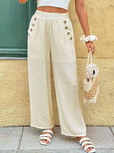 Wide Leg Pants with Pockets Cream