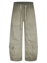 Men's Casual Loose Cargo Pants with Drawstring Waist Khaki