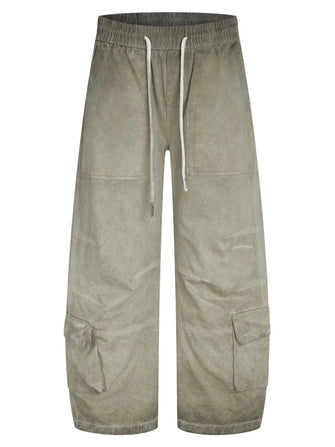 Men's Casual Loose Cargo Pants with Drawstring Waist Khaki