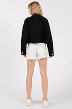 bytos Button Down Cropped Denim Jacket with Patch Pockets Woman Outerwear