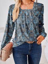 Full Size Square Neck Long Sleeve Blouse Woman Blouses
