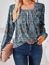 Full Size Square Neck Long Sleeve Blouse Woman Blouses