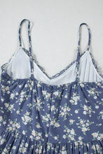 Floral Spaghetti Strap Frilled V Neck Tiered Midi Dress Woman Casual Dress