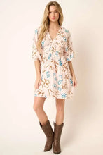Mittoshop Flower Print Mocked Waist Mini Dress TEAL COMBO Casual Dresses
