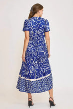 Umgee Full Size Printed Notched Short Sleeve Tiered Dress Plus Size Casual Dresses