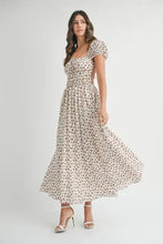 MABLE Floral Print Puff Sleeve Gathered Midi Dress Casual Dresses