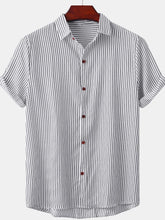 Men's Plus Size Striped Short Sleeve Button-Down Shirt Black