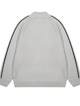 Men's Zip-Up Cardigan with Accent Stripes