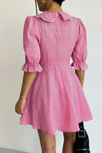 Gingham Puff Sleeve Mini Dress Woman Casual Dress