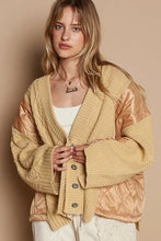 POL Quilting Patch Button Up Cable Knit Jacket Woman Outerwear