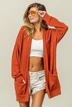 BiBi Open Front Drop Shoulder Cardigan with Pockets Woman Outerwear