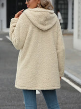 Fuzzy Zip Up Long Sleeve Hooded Jacket Casual Dresses