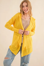 And The Why Full Size Thermal Hooded Open Front Cardigan with Pockets Vivid Yellow Woman Outerwear