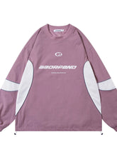 Men's Color Block Letter Round Neck Sweatshirt