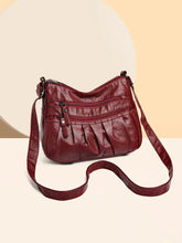 PU Leather Ruched Adjustable Strap Shoulder Bag Deep Red One Size Shoulder Bags