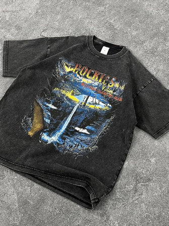 Men's Graphic Round Neck Half Sleeve T-Shirt Black