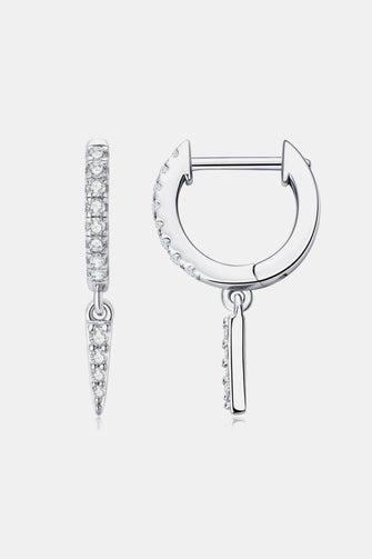 Moissanite 925 Sterling Silver Huggie Drop Earrings Silver One Size