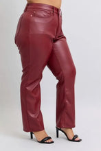 Judy Blue Full Size High Waist Tummy Control Faux Leather Straight Pants Plus Size Woman Pants