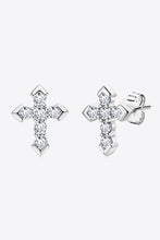 Moissanite Cross Stud Earrings Silver One Size