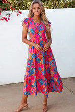 Boho Floral V Neck Ruffle Tiered Dress Casual Dresses