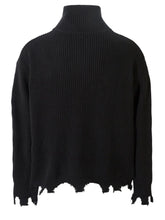 Men's Distressed Hem Ribbed Knit Zip-Up Cardigan