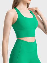 Millennia Scoop Neck Crisscross Straps Sports Bra Green