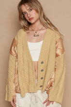 POL Quilting Patch Button Up Cable Knit Jacket Woman Outerwear
